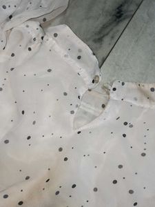 White Polka Dot Off-Shoulder Dress