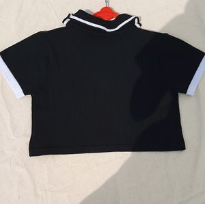 Black Crop Top with White Trim