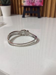 Elegant Silver Bangle Bracelet with Crystals