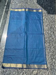 Elegant Blue Saree with Gold Border