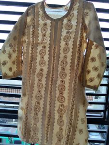 Brown chikankari kurta
