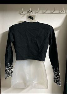 Embroidered Black Cropped Bolero