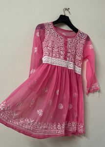 Pink Chikankari Embroidered Kurta