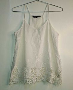 White Lace Trim Cami Top