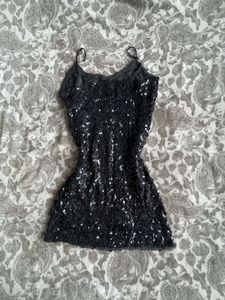 Sparkling Black Mini Dress(handmade)