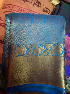 Elegant Blue & Gold bridal silk saree