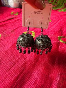 Black Polish Oxidized Necklace with Earring