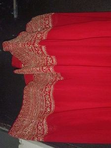 Red Embroidered Anarkali Suit