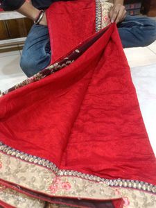 Beautiful Red Embroidered Saree