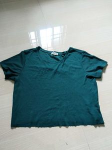 Teal Ribbed V-Neck T-Shirt