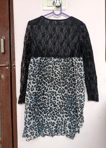 Women Black Short Dress / Long Top