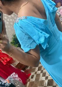 Elegant Blue Gown with Embellishments🎀❤️
