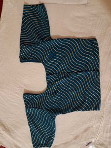 Teal Wave Print Blouse