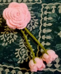 Crochet Pink Rose Hair Clip💗