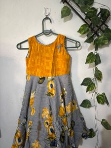 Cute Girls Yellow & Striped Fruit Dress