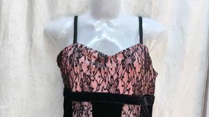 Pink &amp; Black Lace Tulle jumpsuit