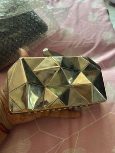 Geometric Metallic Clutch Bag