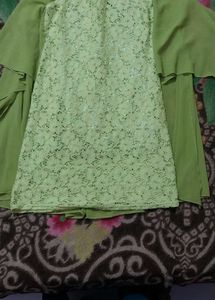 Lace Worked Green Dress
