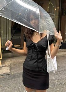 y2k Chic Black Tie-Front Top