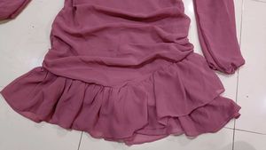 Chic Mauve Ruched Mini Dress