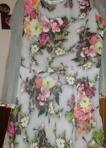 Floral Print Ethnic Gown without duppata