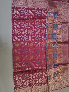 Pure raw silk floral zari Saree