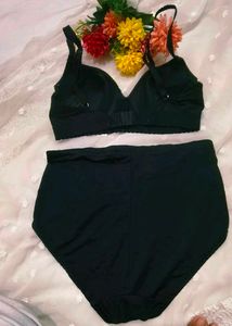 Classic Black Lace Trim Bra with high waist penty