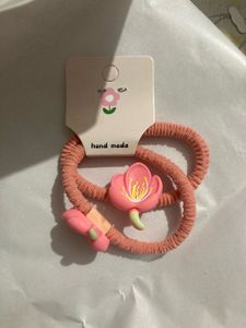 Pink Flower Hair Ties
