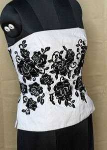 corset Chic Strapless Top with Floral Embroidery