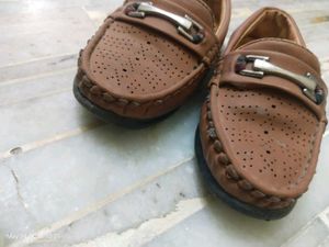 boy's Brown Perforated Loafers