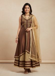 Elegant Brown & Gold Embellished Kurta