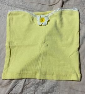 Yellow Tube Top with Flower