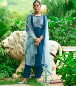 Elegant Teal Embroidered Kurta Set with Dupatta