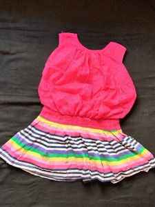 Bright Pink &amp; Rainbow Striped Dress
