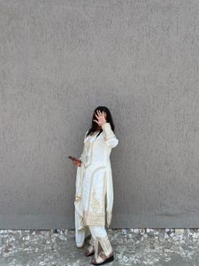 Elegant White & Gold Kurta Set