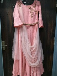 Elegant Pink Embroidered Gown