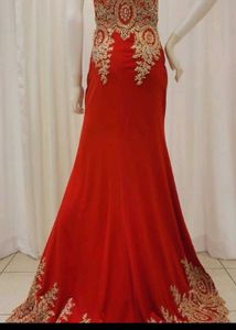 Stunning Red &amp; Gold Embellished Gown