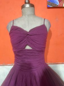 Purple Ruched Cutout Midi Dress