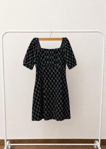 Black Puff Sleeve Velvet Dress
