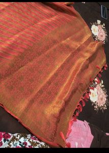 Elegant Red Printed Saree used once blouse availab