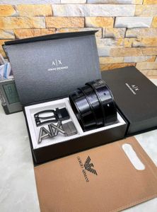 Armani Double Buckle Reversible Belts With Box