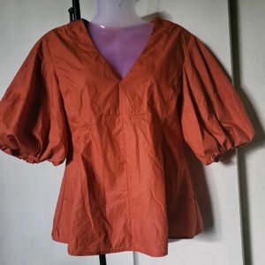 Stylish V-Neck Puff Sleeve Top
