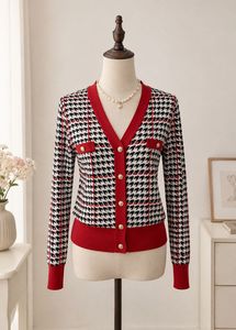 Chic Houndstooth Knit Cardigan