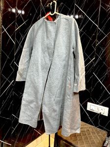 Elegant Grey Wool Blend Coat floral🦋💐