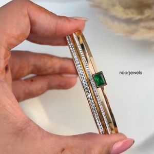 Anti-tarnish Emerald Bangle Bracelet