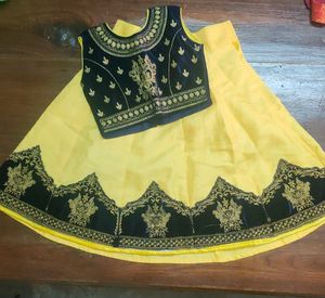 Girls Yellow Blue Lehenga Choli Age 2 To 3 Years