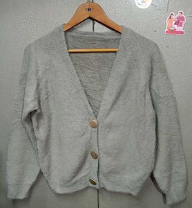 Fluffy Cozy Grey Cardigan