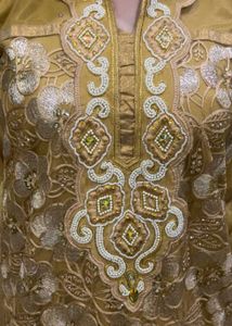Elegant Gold Embroidered Kurti Set