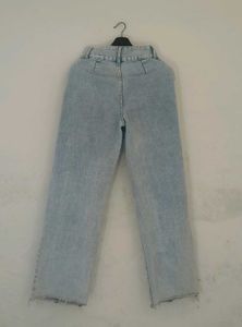 Light Wash Button Fly Wide Leg Jeans