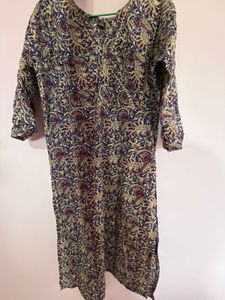 Blue Kalamkari Printed Kurti